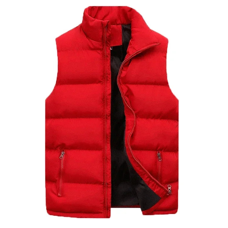 Mens Vest Jacket Warm Sleeveless Jackets Winter Waterproof Zipper Coat Autumn Stand-up Collar Casual Waistcoat CaofeimaoClothing