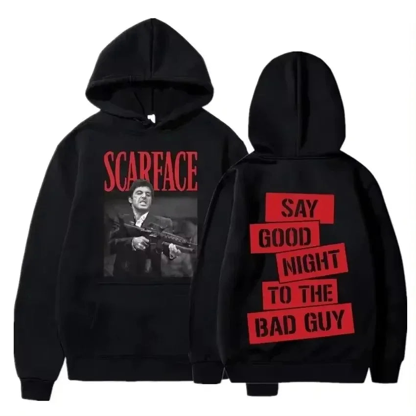 Tony Montana Printed Hoodies Classic Scarface Movie Women's Men's Oversized Pullover Retro Gothic Sweatshirts Feleece Warm Coats