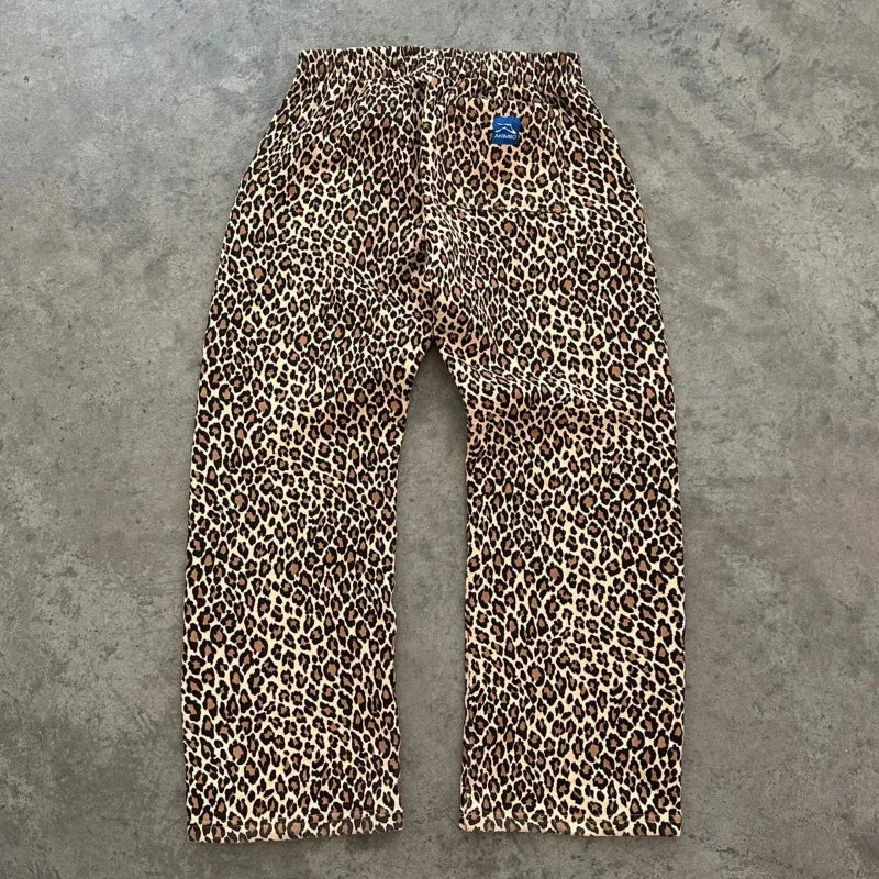 Y2k hoodie American hip hop street fashion leopard print casual sweatshirt men Goth Harajuku trend retro camouflage loose hoodie