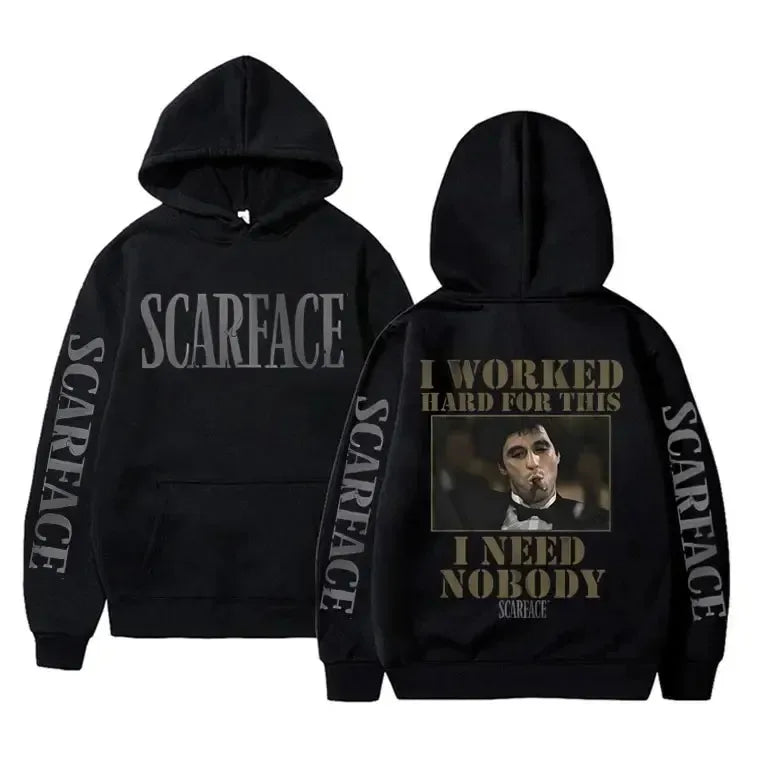 Tony Montana Printed Hoodies Classic Scarface Movie Women's Men's Oversized Pullover Retro Gothic Sweatshirts Feleece Warm Coats