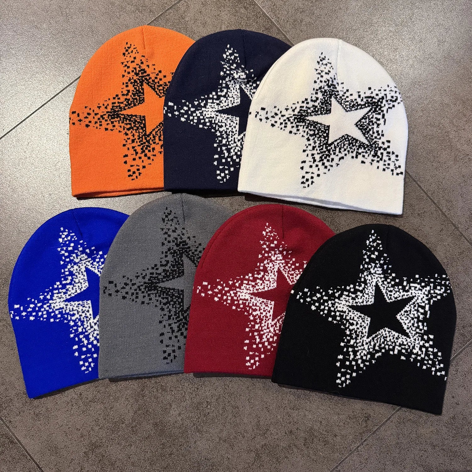 Star Pattern Knit Hat Jacquard