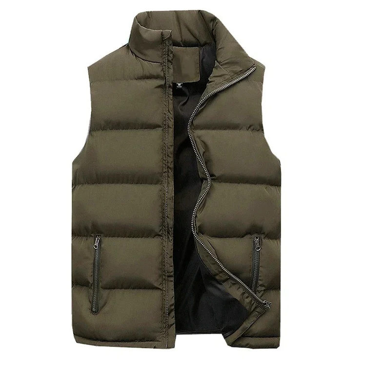 Mens Vest Jacket Warm Sleeveless Jackets Winter Waterproof Zipper Coat Autumn Stand-up Collar Casual Waistcoat CaofeimaoClothing