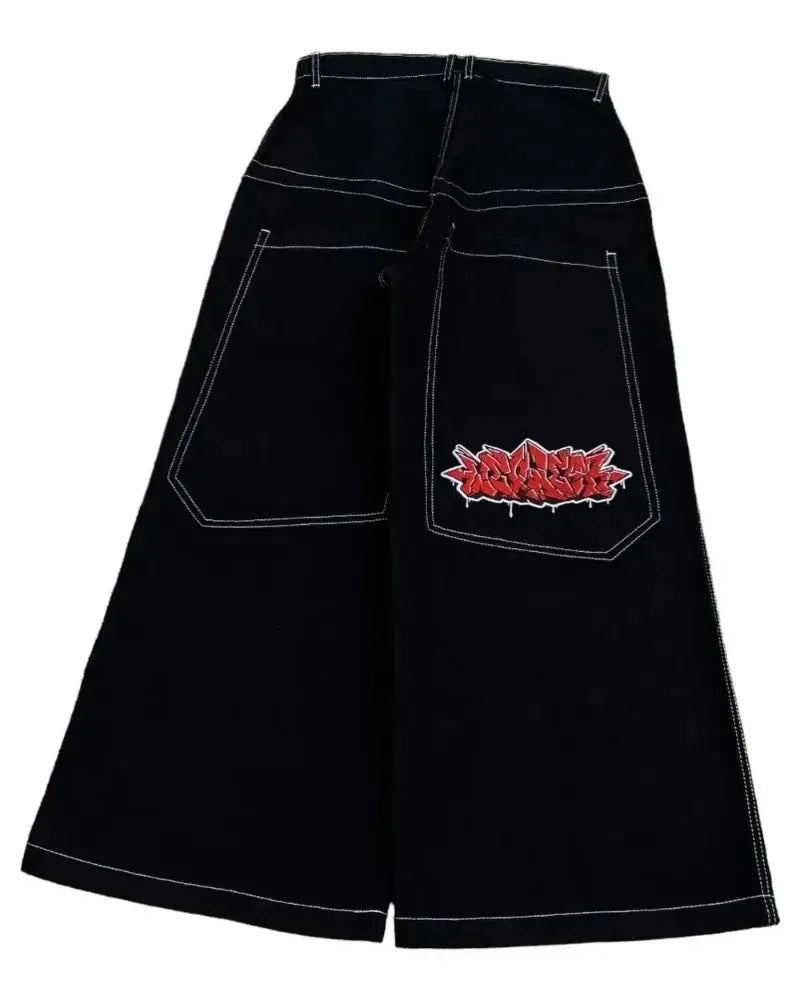 Hip Hop Harajuku Goth fashion streetwear Casual wide leg Jeans