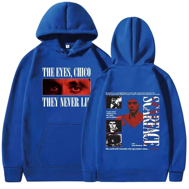 Tony Montana Printed Hoodies Classic Scarface Movie Women's Men's Oversized Pullover Retro Gothic Sweatshirts Feleece Warm Coats