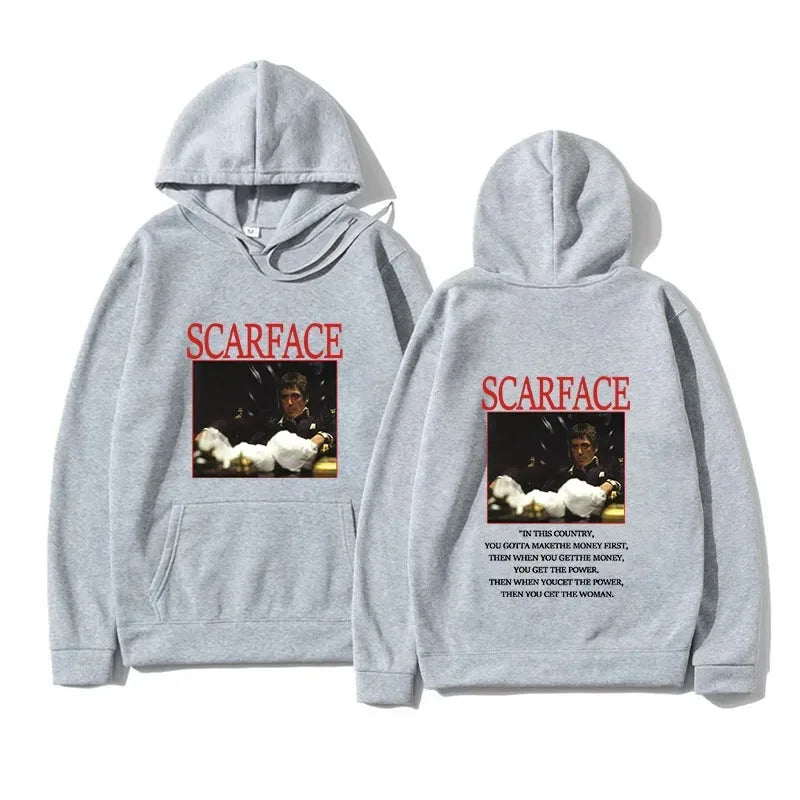 Tony Montana Printed Hoodies Classic Scarface Movie Women's Men's Oversized Pullover Retro Gothic Sweatshirts Feleece Warm Coats