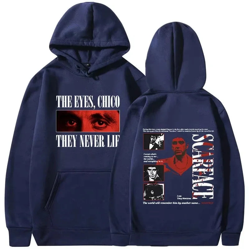 Tony Montana Printed Hoodies Classic Scarface Movie Women's Men's Oversized Pullover Retro Gothic Sweatshirts Feleece Warm Coats