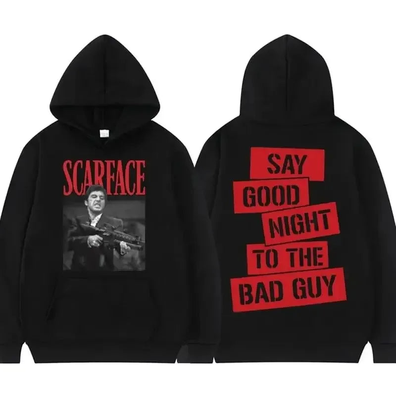 Tony Montana Printed Hoodies Classic Scarface Movie Women's Men's Oversized Pullover Retro Gothic Sweatshirts Feleece Warm Coats