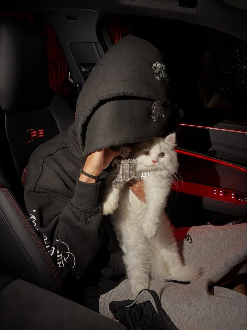 Y2K Fashion High Street trend Hip-hop letter pattern zipper men hoodies American rock retro Harajuku punk sweatshirts