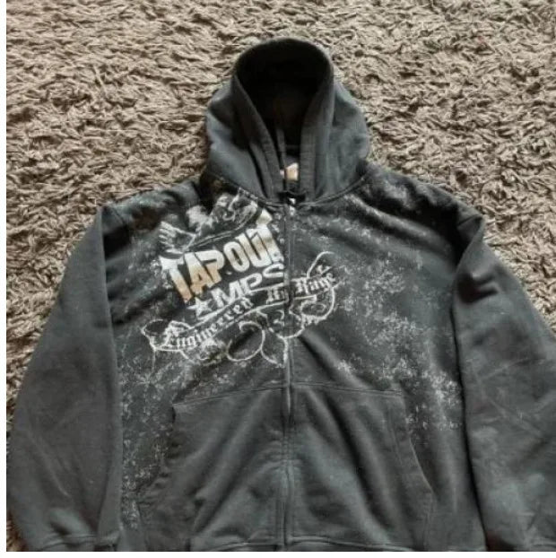 American  Zipper Hoodie Hip Hop Joker Loose Sweater Couple Casual Punk Hoodie