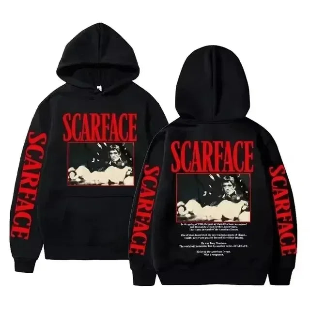 Tony Montana Printed Hoodies Classic Scarface Movie Women's Men's Oversized Pullover Retro Gothic Sweatshirts Feleece Warm Coats
