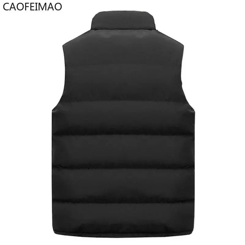 Mens Vest Jacket Warm Sleeveless Jackets Winter Waterproof Zipper Coat Autumn Stand-up Collar Casual Waistcoat CaofeimaoClothing