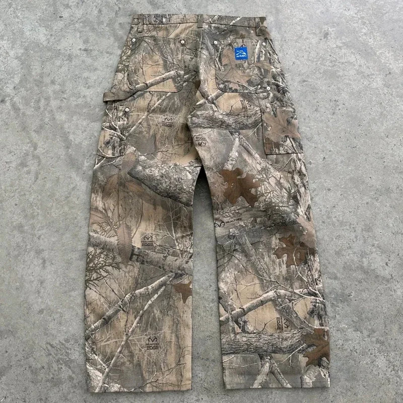 Y2k hoodie American hip hop street fashion leopard print casual sweatshirt men Goth Harajuku trend retro camouflage loose hoodie