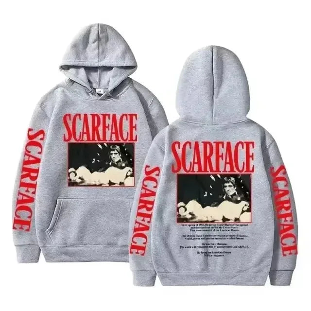 Tony Montana Printed Hoodies Classic Scarface Movie Women's Men's Oversized Pullover Retro Gothic Sweatshirts Feleece Warm Coats