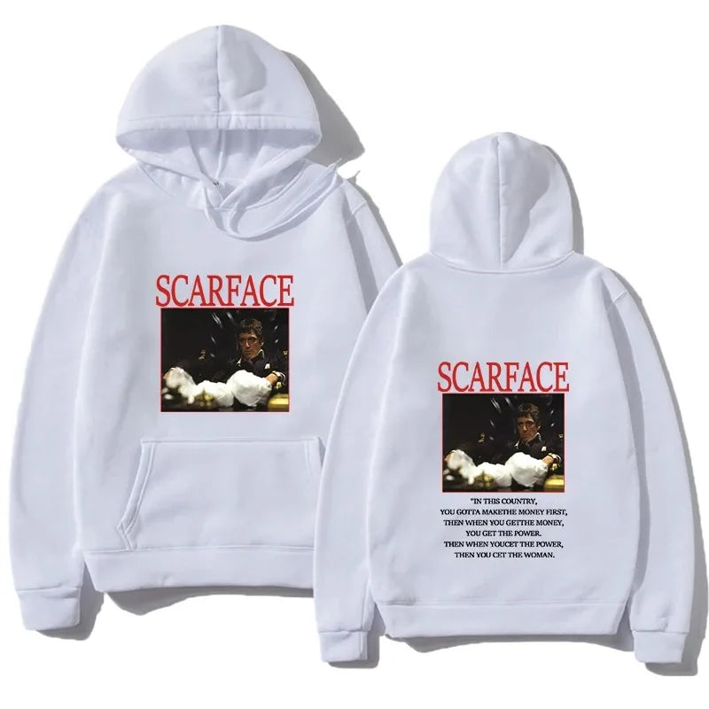 Tony Montana Printed Hoodies Classic Scarface Movie Women's Men's Oversized Pullover Retro Gothic Sweatshirts Feleece Warm Coats