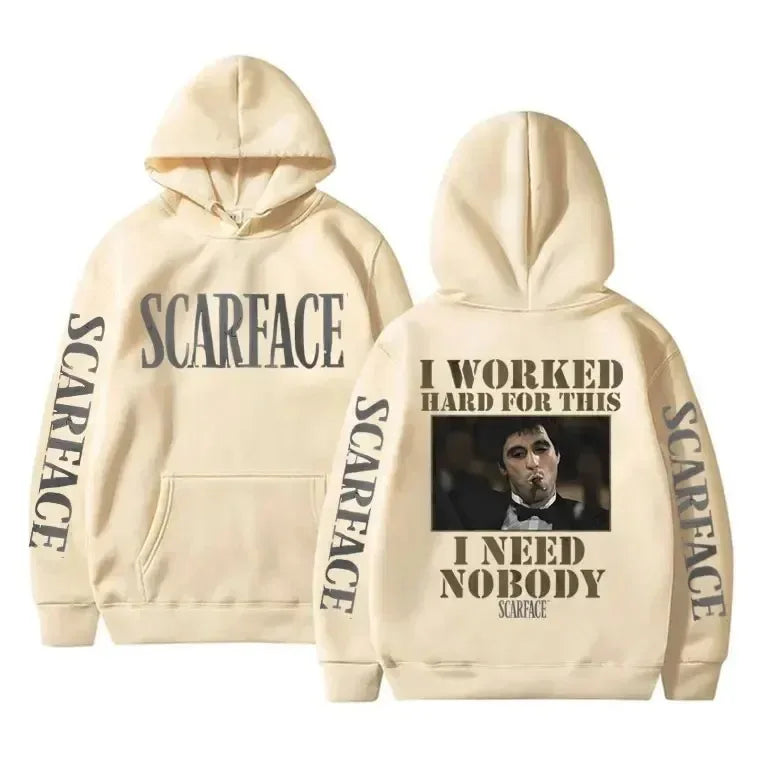 Tony Montana Printed Hoodies Classic Scarface Movie Women's Men's Oversized Pullover Retro Gothic Sweatshirts Feleece Warm Coats
