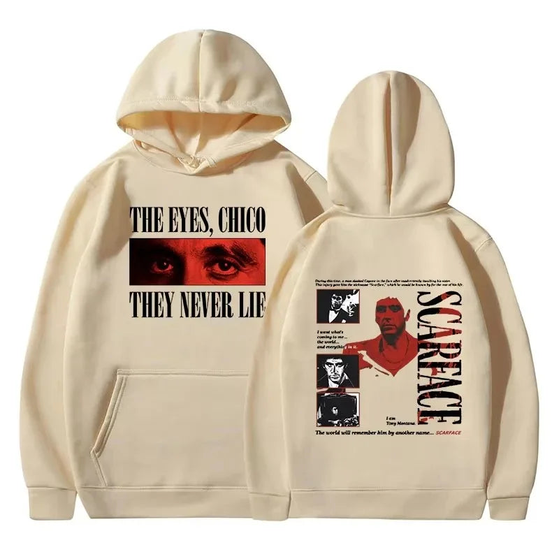 Tony Montana Printed Hoodies Classic Scarface Movie Women's Men's Oversized Pullover Retro Gothic Sweatshirts Feleece Warm Coats