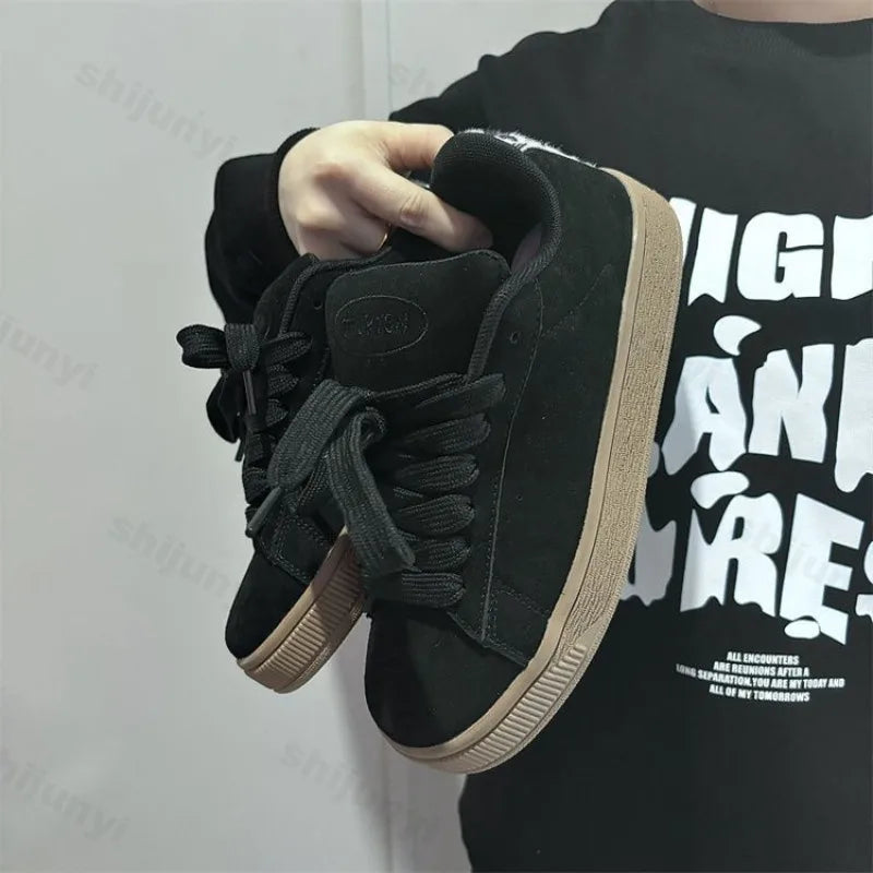 LLR Classic Suede Platform – Black & Snow Leopard Edition