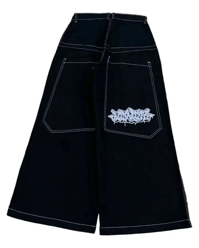 Hip Hop Harajuku Goth fashion streetwear Casual wide leg Jeans