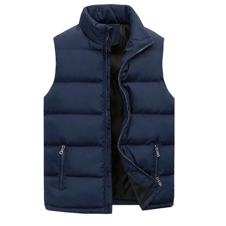 Mens Vest Jacket Warm Sleeveless Jackets Winter Waterproof Zipper Coat Autumn Stand-up Collar Casual Waistcoat CaofeimaoClothing