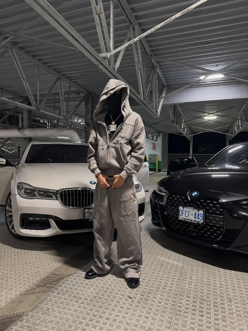 Y2K Fashion High Street trend Hip-hop letter pattern zipper men hoodies American rock retro Harajuku punk sweatshirts