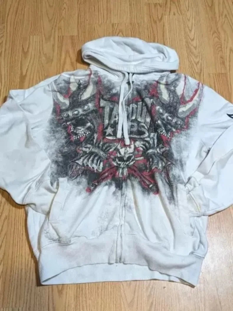 American  Zipper Hoodie Hip Hop Joker Loose Sweater Couple Casual Punk Hoodie