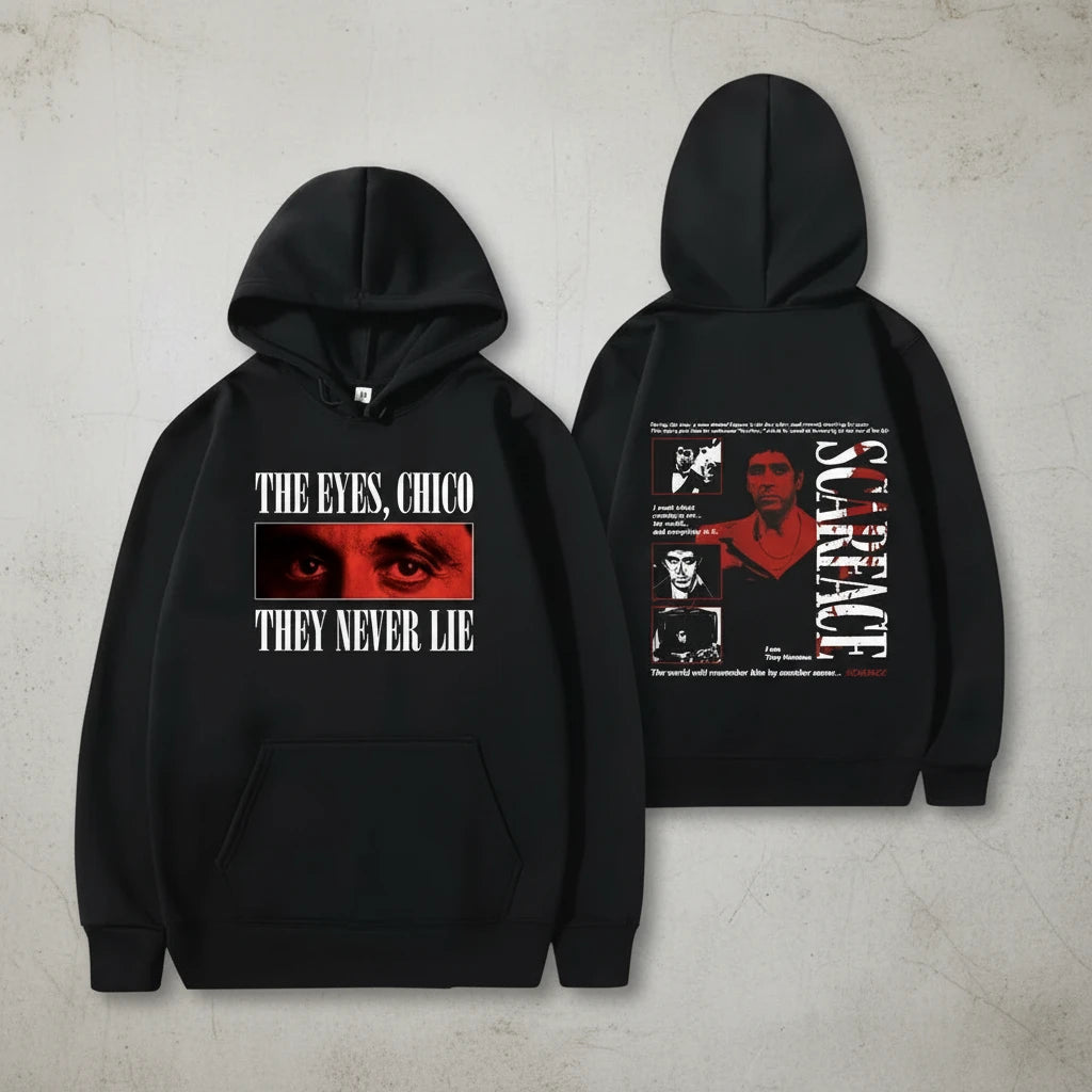 Tony Montana Printed Hoodies Classic Scarface Movie Women's Men's Oversized Pullover Retro Gothic Sweatshirts Feleece Warm Coats