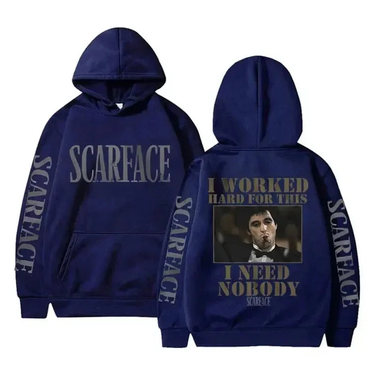 Tony Montana Printed Hoodies Classic Scarface Movie Women's Men's Oversized Pullover Retro Gothic Sweatshirts Feleece Warm Coats