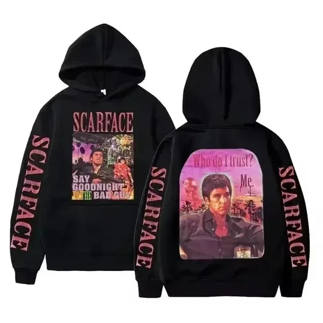 Tony Montana Printed Hoodies Classic Scarface Movie Women's Men's Oversized Pullover Retro Gothic Sweatshirts Feleece Warm Coats
