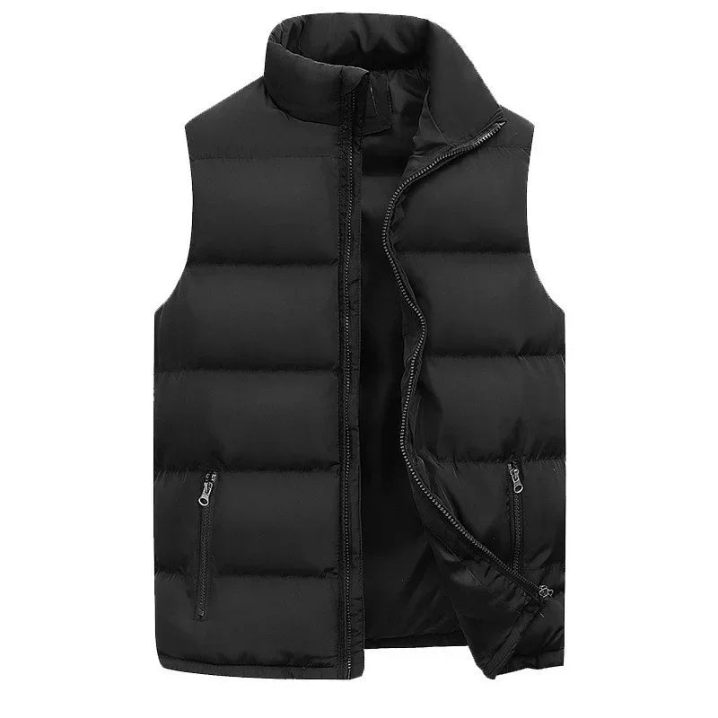 Mens Vest Jacket Warm Sleeveless Jackets Winter Waterproof Zipper Coat Autumn Stand-up Collar Casual Waistcoat CaofeimaoClothing