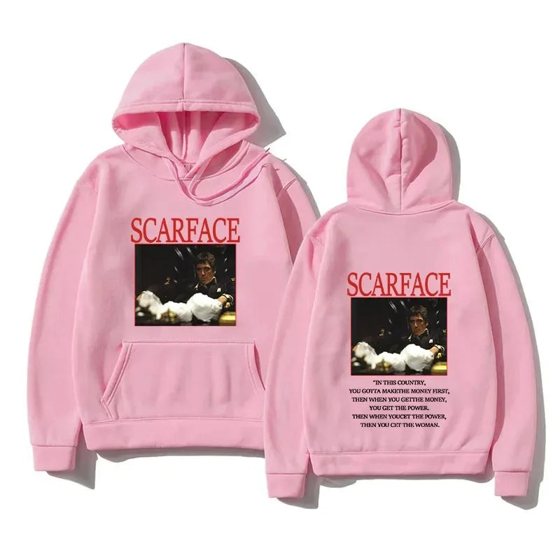 Tony Montana Printed Hoodies Classic Scarface Movie Women's Men's Oversized Pullover Retro Gothic Sweatshirts Feleece Warm Coats